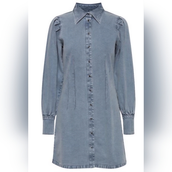 ICHI Dresses & Skirts - Ichi Long Sleeve Shirt Dress in Denim Blue